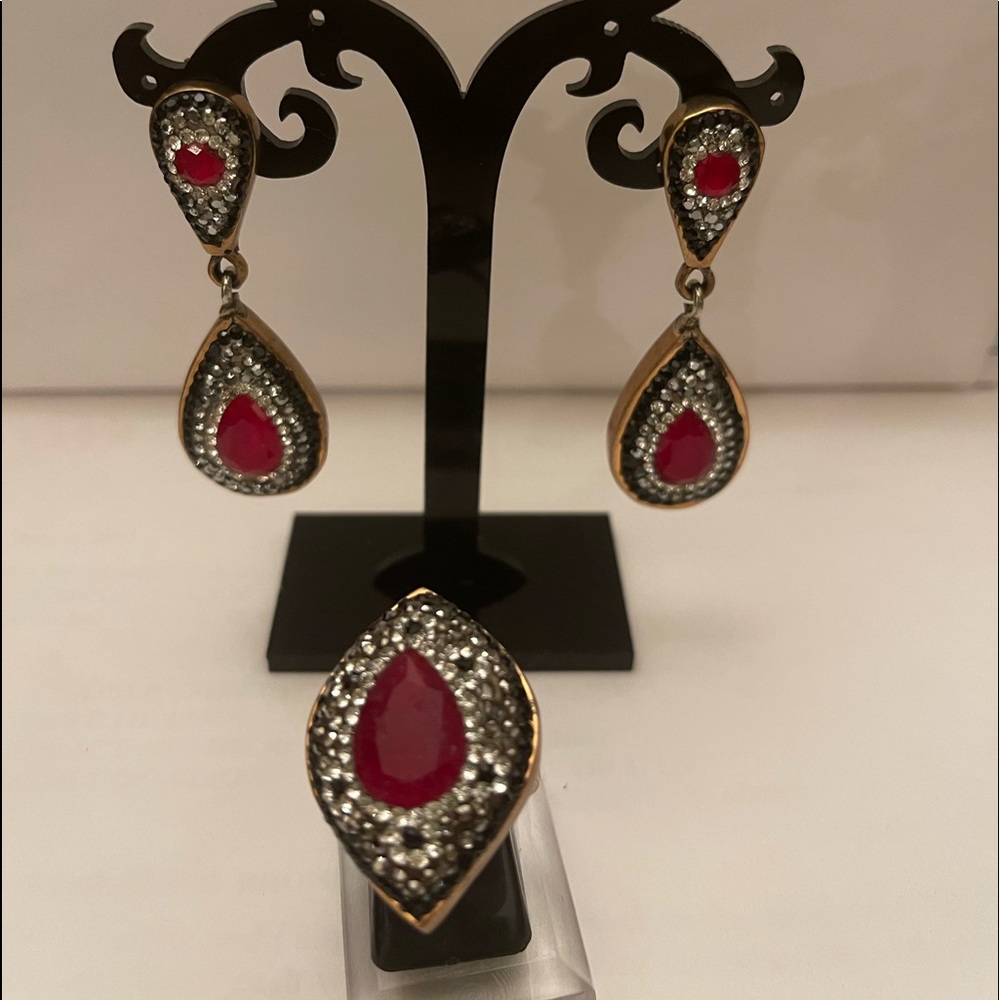 Jewelry vintage set ring and earrings